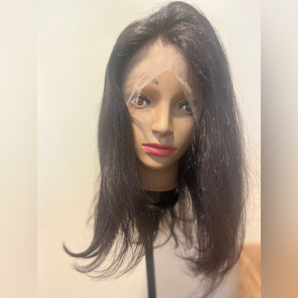 Black Lace Front Human Hair Wig - Natural Straight Style